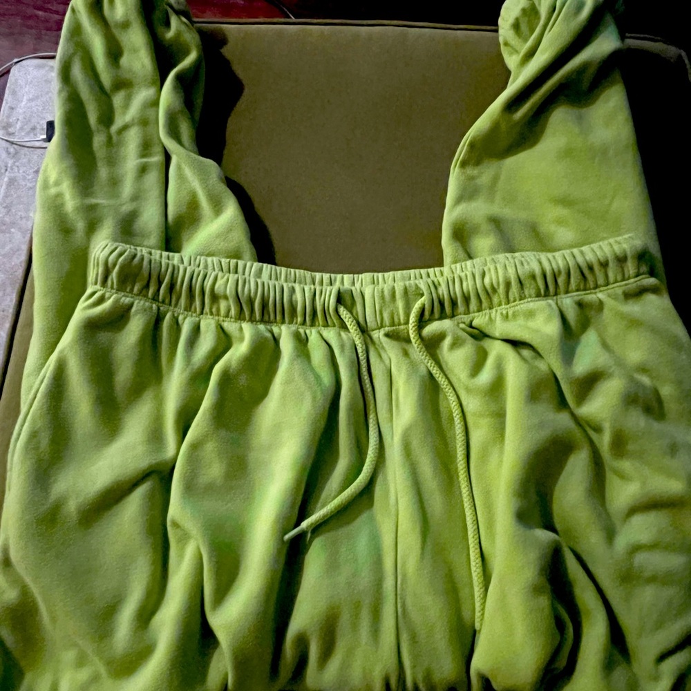 green sweatpants